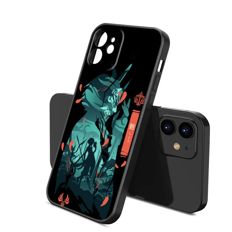 Anime Genshin Impact Phone Case For Apple iPhone 12 13 Mini 11 14 15 Pro XS Max 7 8 Plus X XR SE 2020 2022 Black Silicone Case