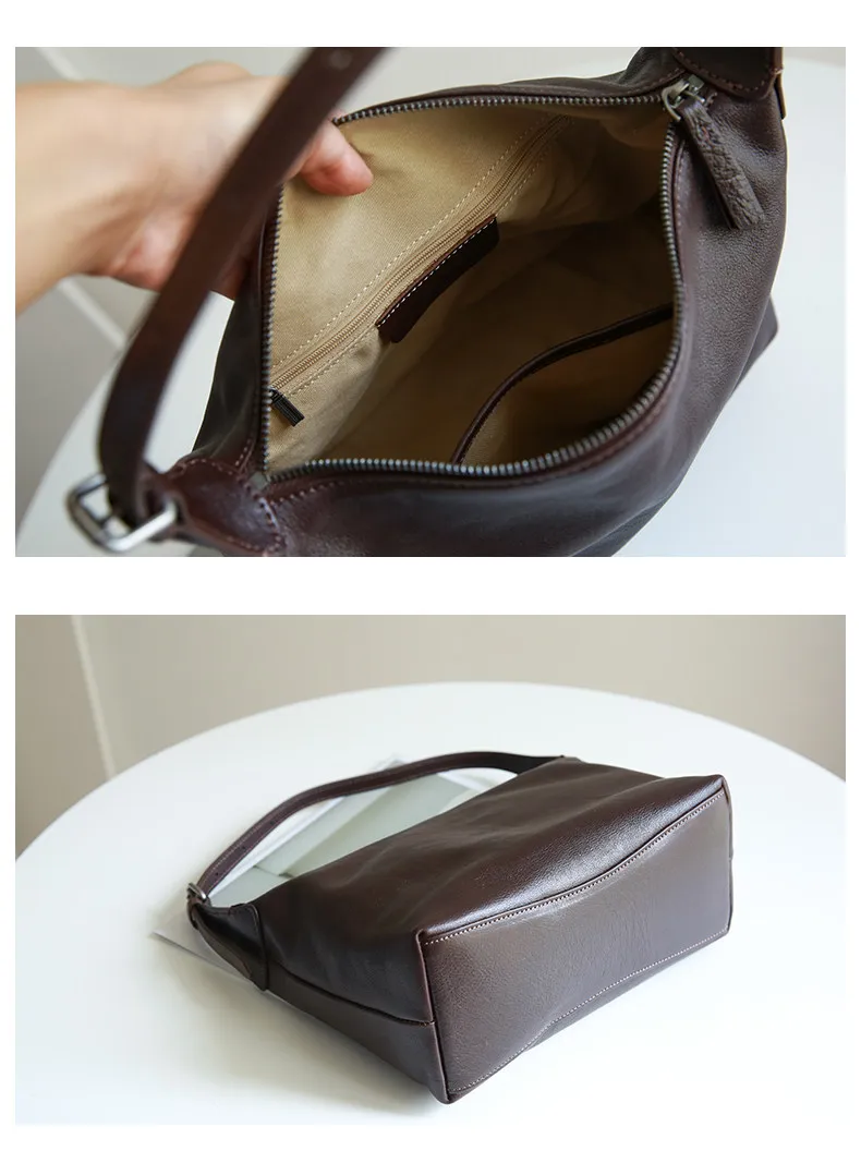 PNDME schlichte, lässige, hochwertige Damen-Umhängetasche aus echtem Leder, modische Outdoor-Reisetasche aus Rindsleder, Damen-Unterarmtasche – Detail 4