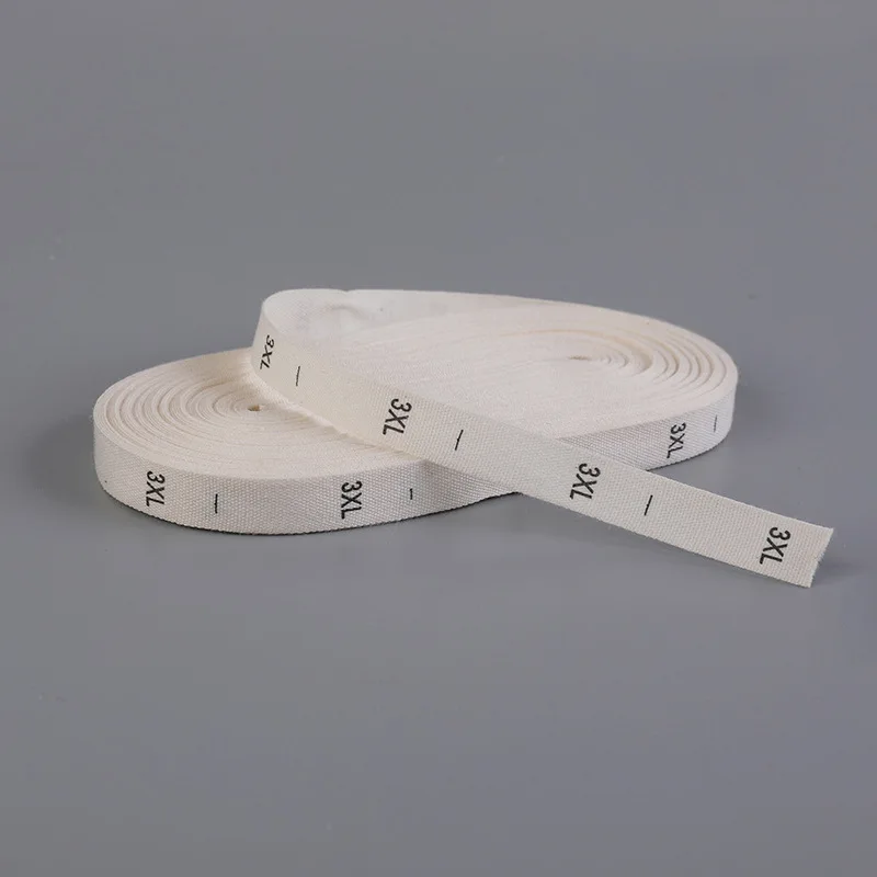 100% soft cotton size label for garment, not harm skin 8 size clothing labels, white background black letter