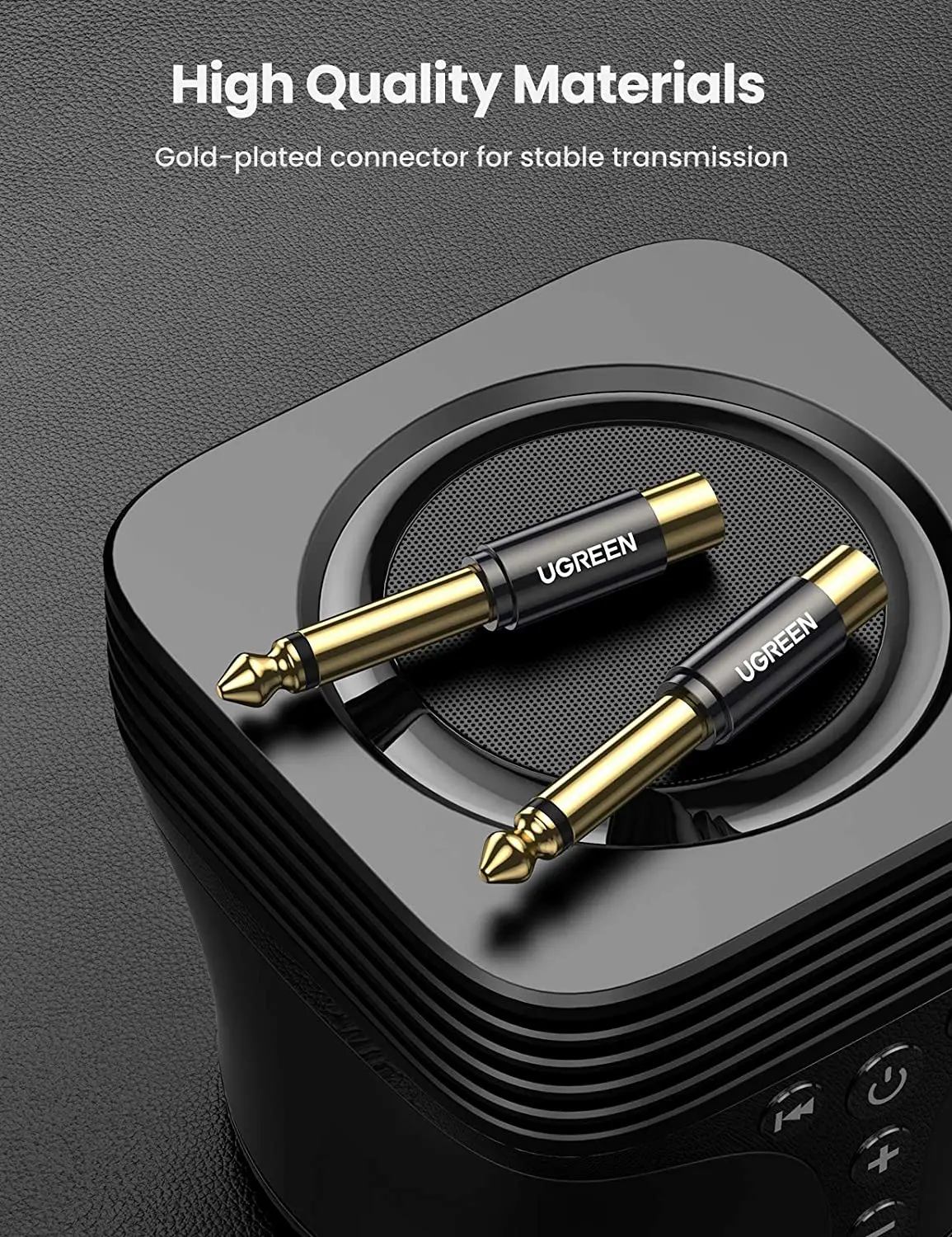 UGREEN RCA - 1/4インチアダプター、6.35mm - RCAジャックステレオオーディオ、1/4インチオス - RCAメスTSジャックプラグ