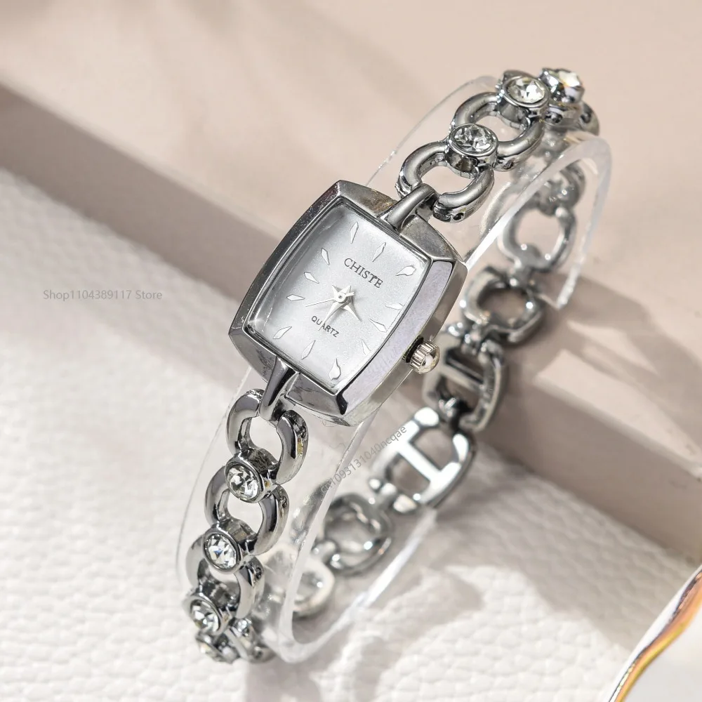 Minimalist Square Dial Chain Strap Delicate High-Value Vintage Quartz Watch for Teenage Girls and Young Women 시계