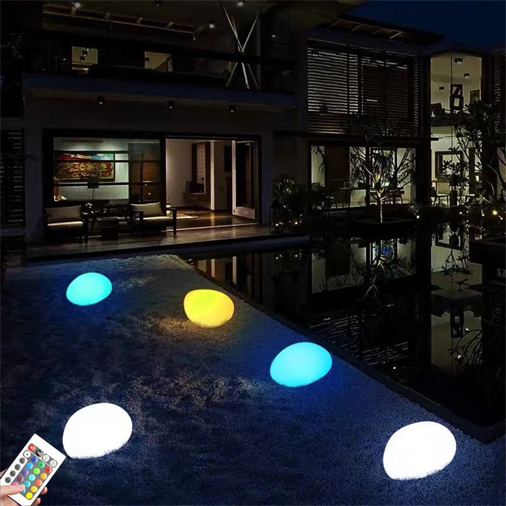 USB Charge Outdoor Glow Cobblestone Shape Lamp Garden Decor RGB Stone Shape Lights Waterproof Landscape Light for Patio Lawn