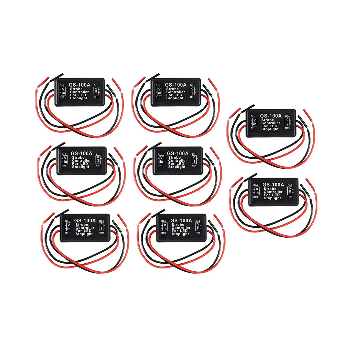 GS-100A Brake Light Flasher Module, DC 12-24V 2A 24W High Brake Controller Tail Lamp Safety Prompt Controller 8Pcs