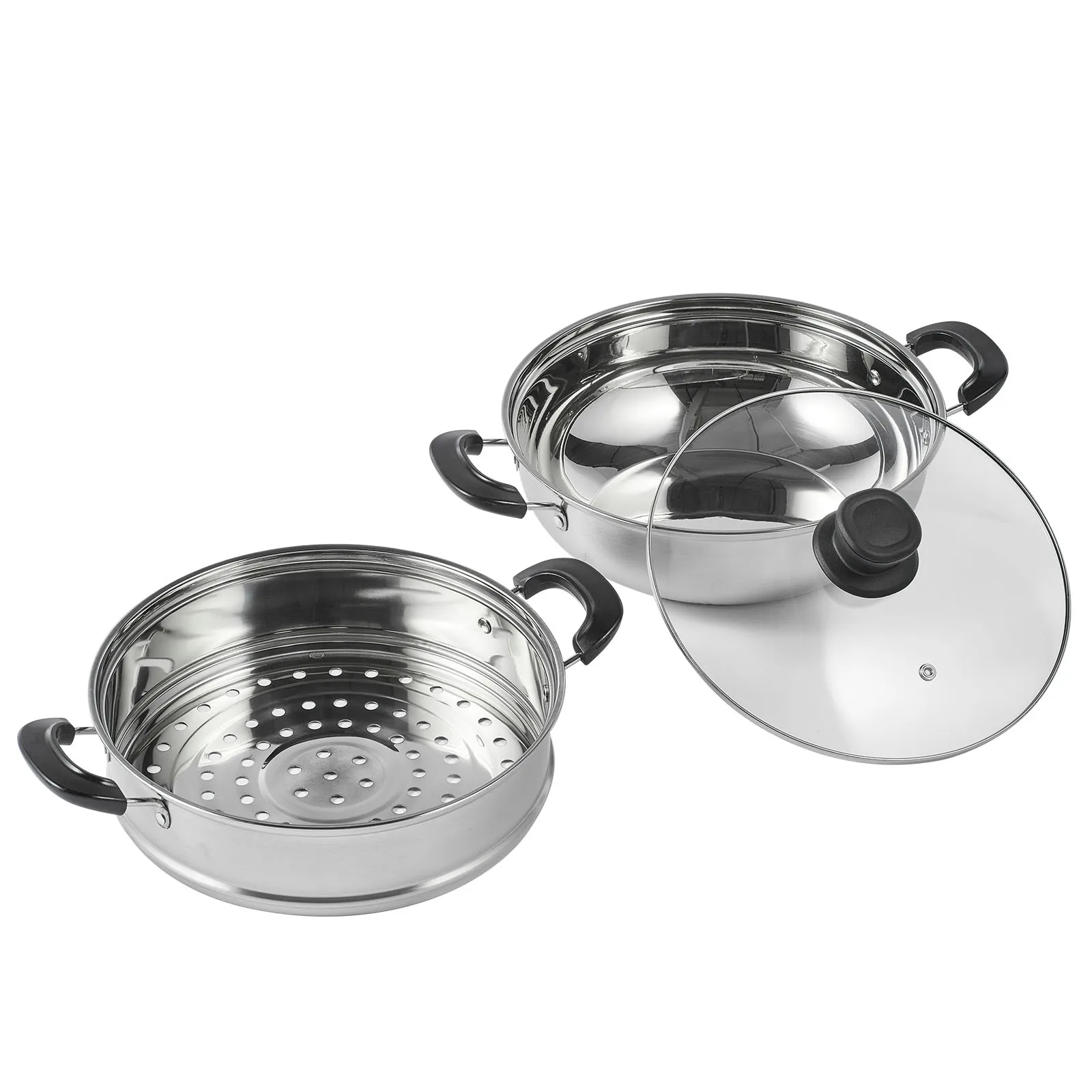 

VEVOR Steamer Pot for Cooking Food-Grade 304 Stainless Steel Food Steamer Cookware w/ Lid for Gas Electric Induction Grill Stove