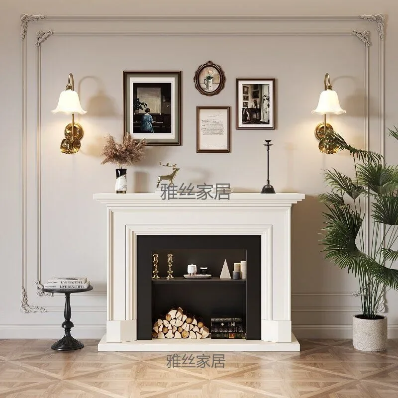 Cream wind fireplace modern simple living room decorative cabinet modern American mantel simulation idea fire fireplace