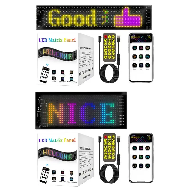 

Car Window LED Sign Flexible LED Screen Bright Sign Board Animation Message Scrolling Sign For Car Store Holiday Wireless APP