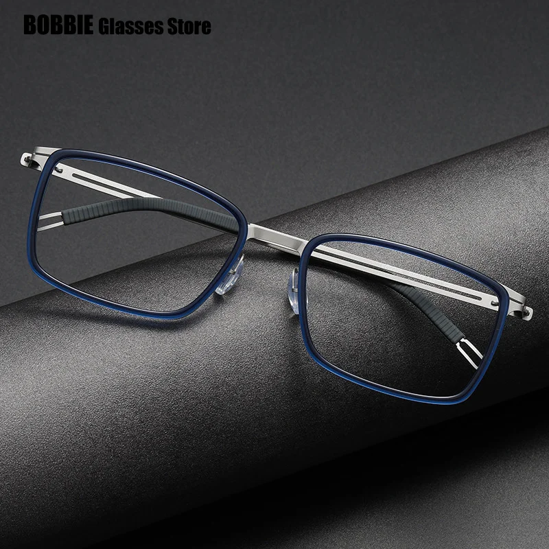 Screwless Ultralight 8g Titanium Acetate Glasses Frame Men Fashion Square Classic Business Myopia Prescription Eyeglass Eyewear