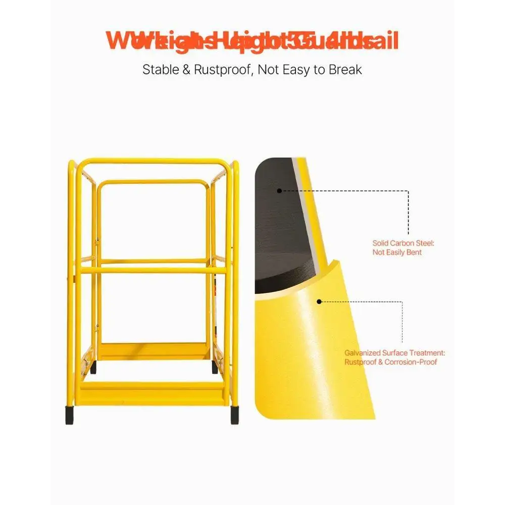 6ft Yellow Safety Guard  System for baker Style Scaffolding Durable Construction Site Safety Equipment