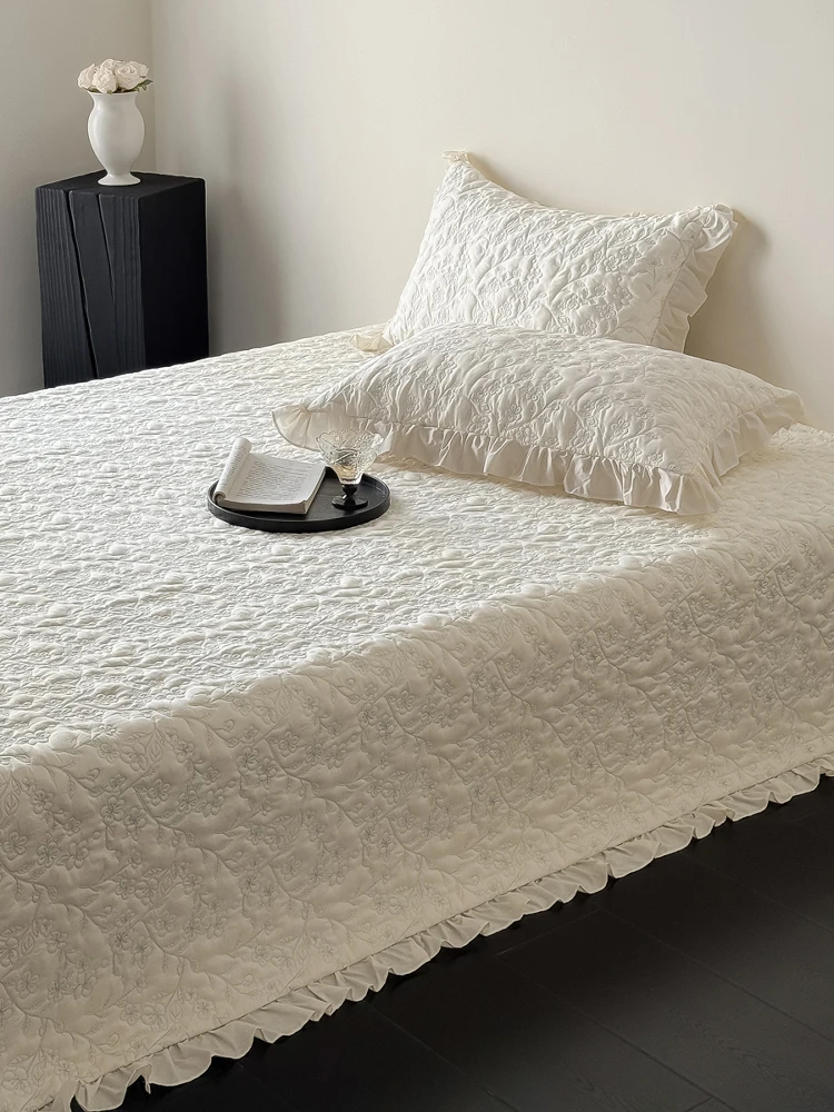 

New Summer Cool Feeling Lyocell Bed Cover Tee-Piece Set Quilted Cotton Tat Bedding Single Bed Cover Floral Pattern