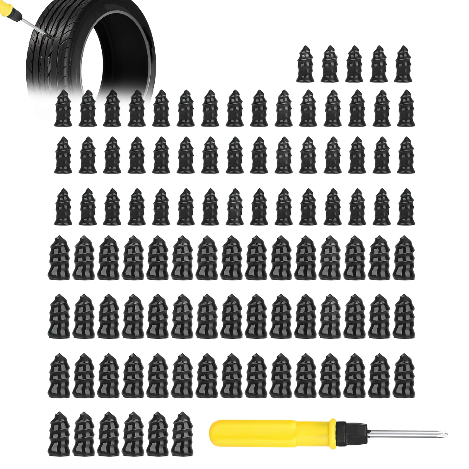 

100pcs Tire Repair Rubber Nails Automotive Repair Nails with Screwdriver for Car Motorcycle ATV Tire Xuan-US