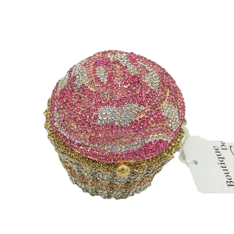 Boutique De FGG (in stock) Women Cupcake Crystal Clutch Evening Bag Wedding Purse and Handbag Bridal Party Rhinestones Bag