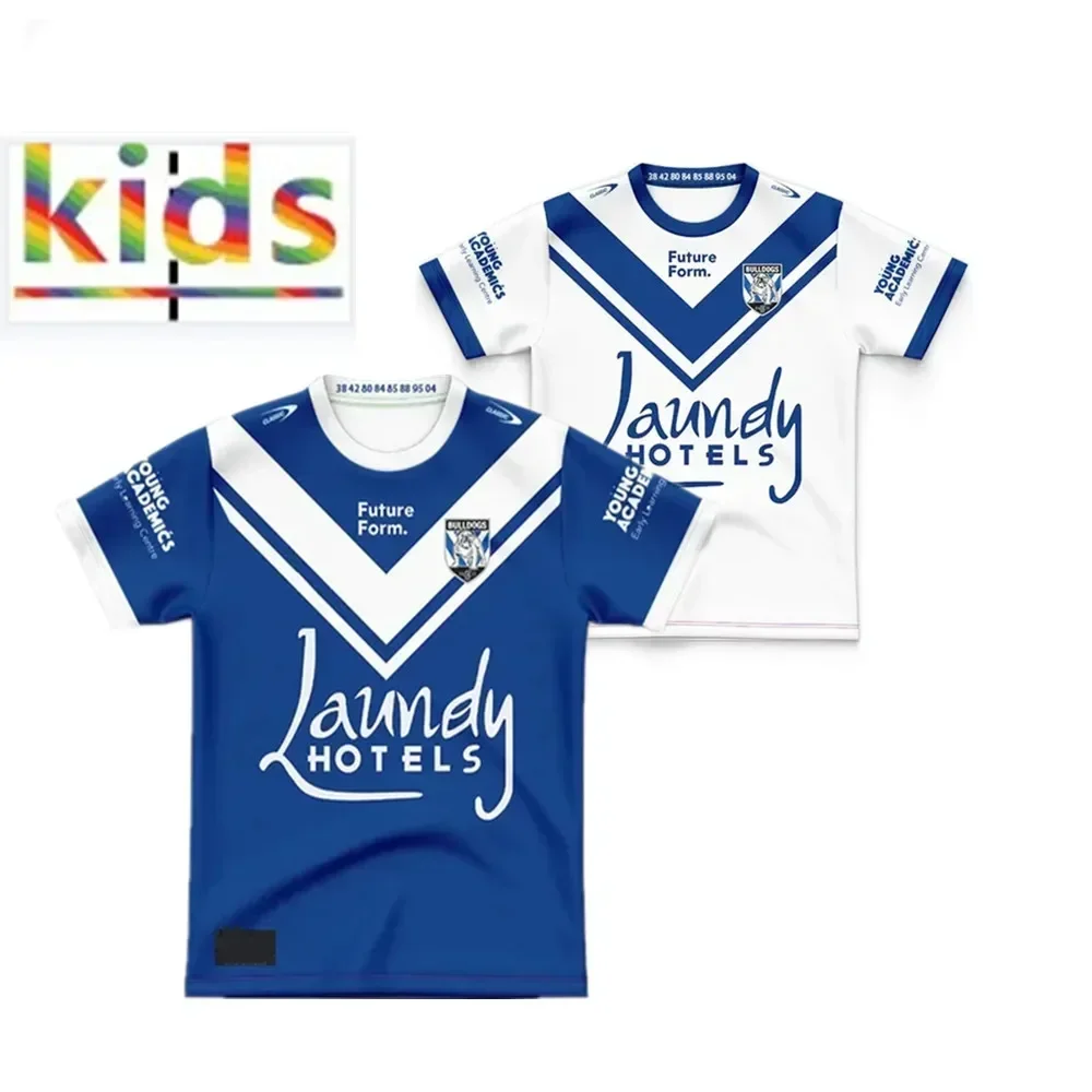 2024 Bulldogs Kinderen Thuis/Uit/Training Rugby Jersey-Herenmaat: 16-26(Print Nummer) Topkwaliteit