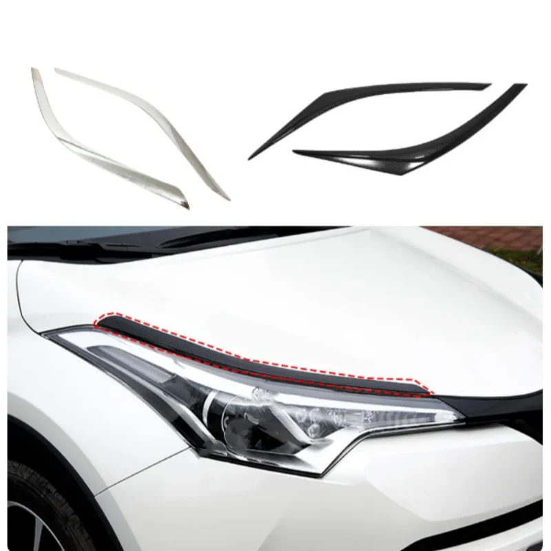 

For Toyota C-HR CHR 2017 2018 2019 2020 2021 Car Sticker Cover Head Front Eyebrow Trim Light Lamp Frame Cover Parts Hood