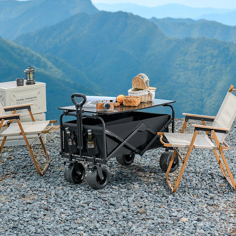 Chariots pliables de 180 L avec roulettes. Grands chariots pliables pour l'épicerie, le camping sur la plage, chariot de jardin pliant