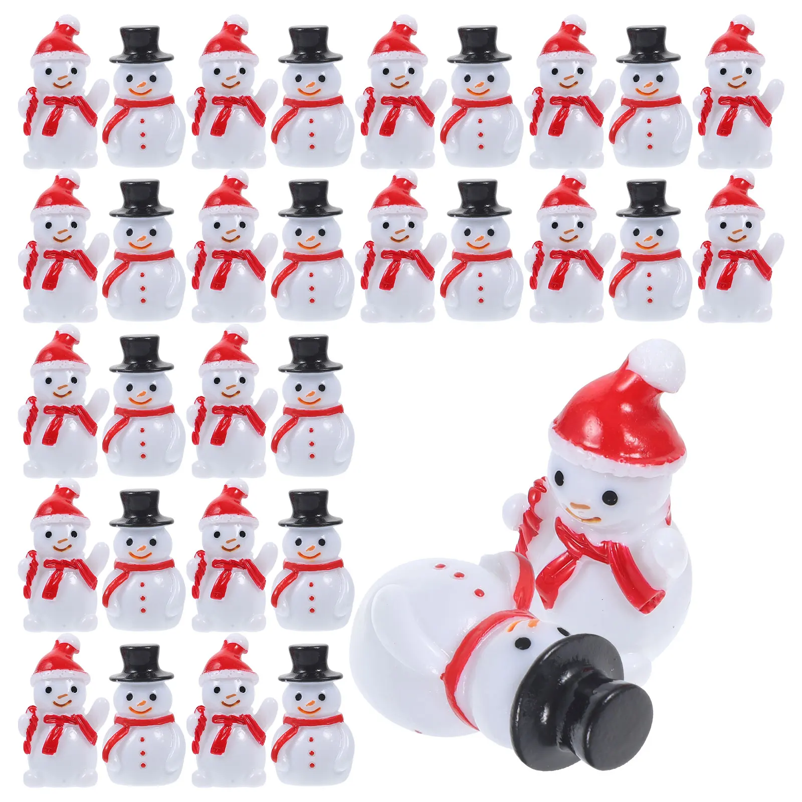 

40 Pcs Mini Resin Snowman Figurines Christmas Decor Craft Accessories Desktop Tiered Tray Party Holiday nament Miniatures
