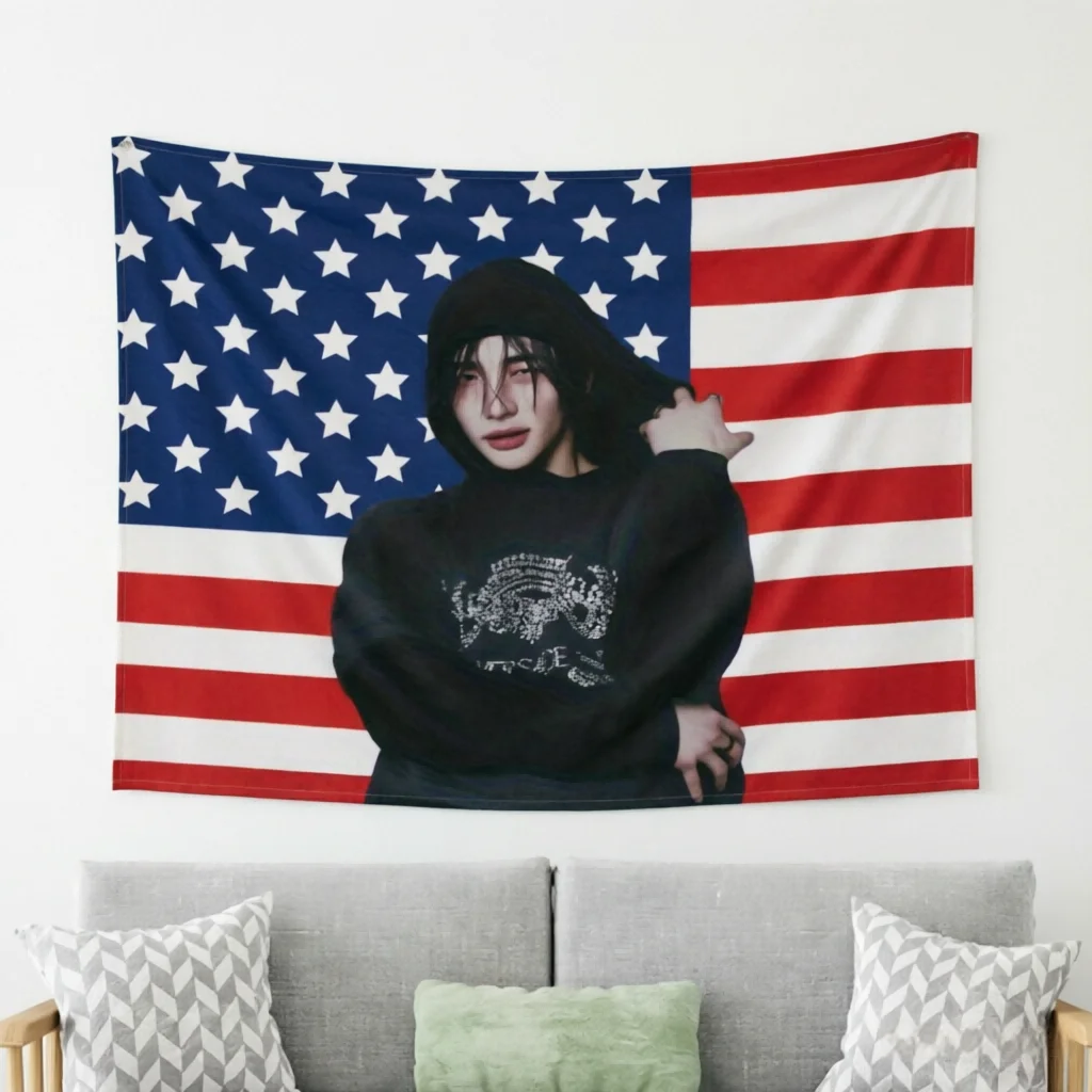 1pc 2D Flat Hoodie American Flag, Durable Outdoor/Indoor Fabric Wall Decor, Ideal for Concerts Sports Events Kpop Fan Decor