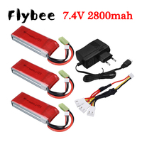 Upgraded 7.4V 2800mAh 25C Lipo Battery + Charger For wltoys WL912-A RC racing Boat 2S 7.4V Battery For Feilun FT009 RC Speedboat