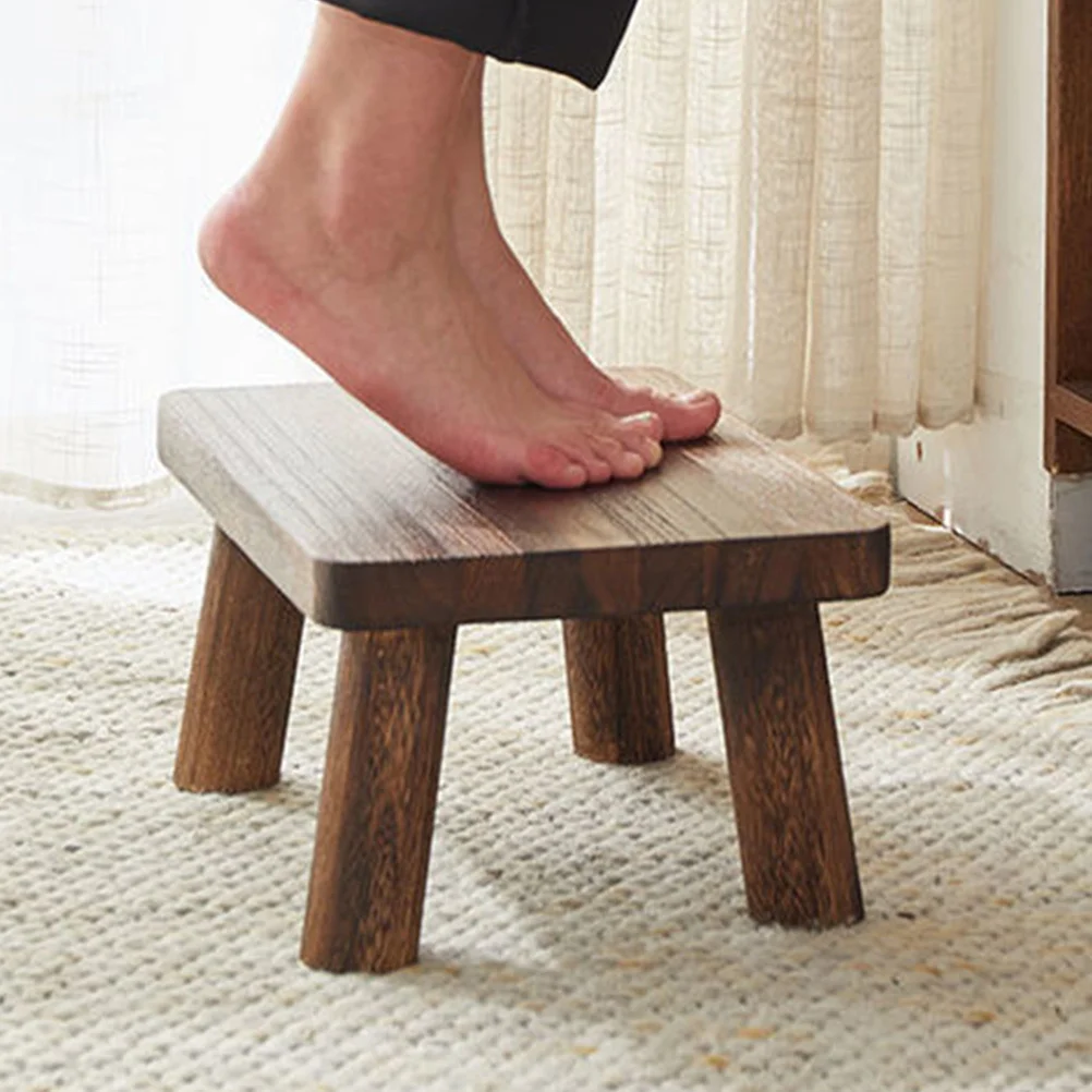 مقعد خشبي صغير مستطيل للقدم البراز للبالغين المنزل الحمام المطبخ سرير خشب متين مقعد سرج