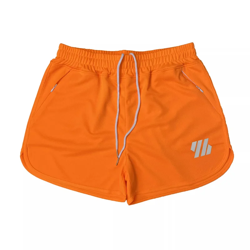 2024 Summer breathable Three-point beach shorts Men\'s Elastic Gym Fitness Training shorts Sports zipper pocket mesh men shorts