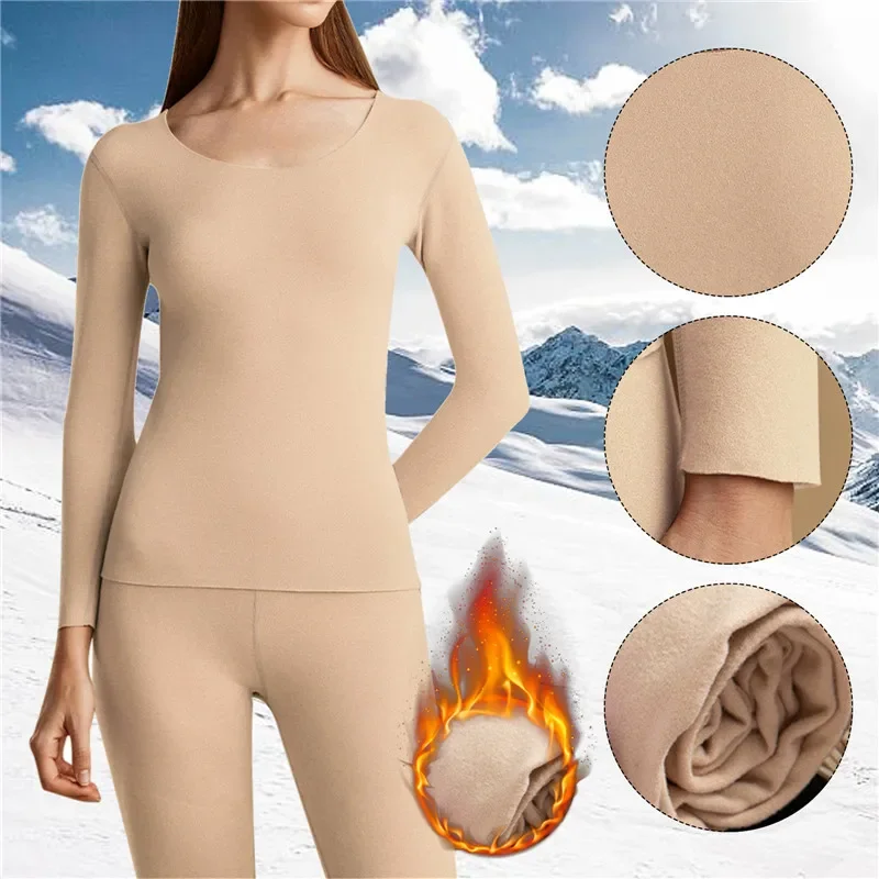 Women'S Thermal Underwear Set Winter Clothes Seamless Thick Fleece Warm Lingerie Women Thermal Clothing Set Woman Long Johns