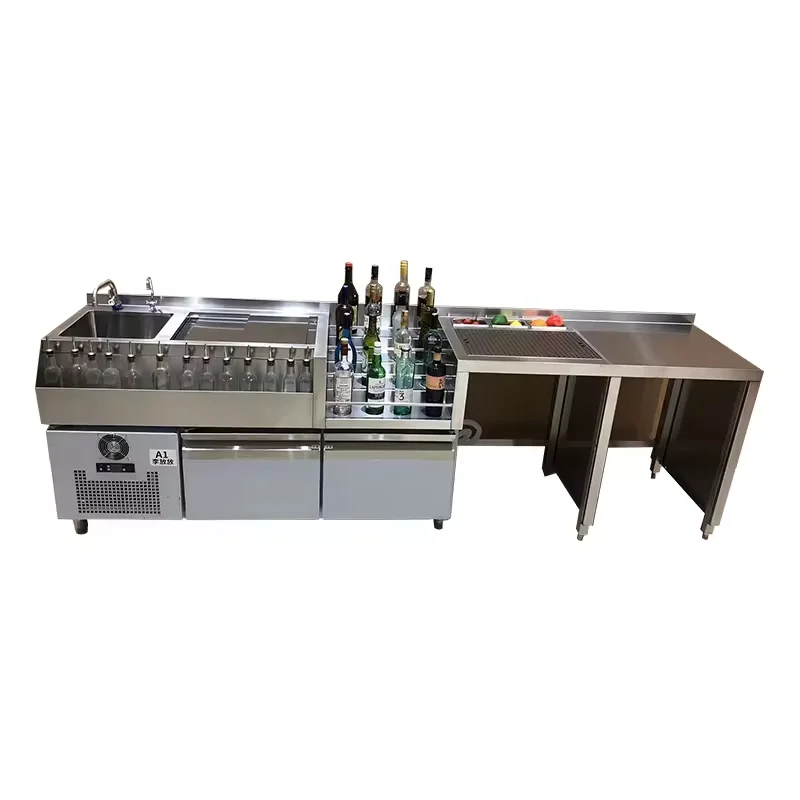 Stainless steel electric refrigerated cocktail with air cooling system and digital temperature control