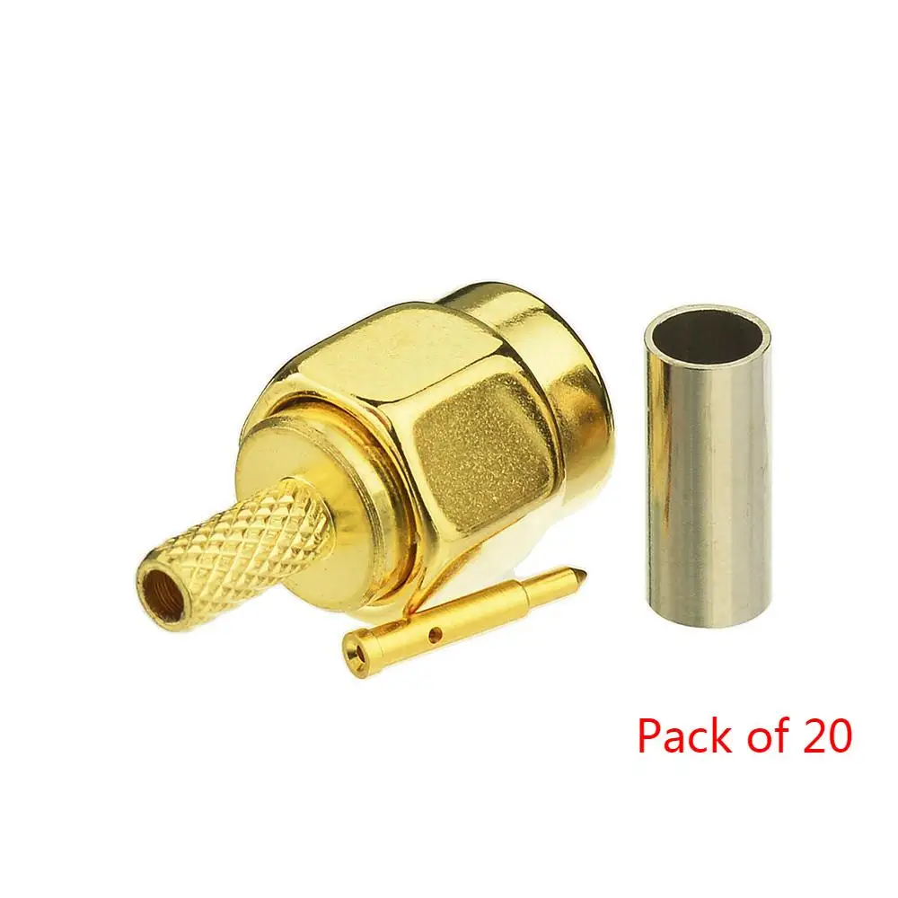 

Eightwood SMA Plug Male Straight RF Coaxial Connector Adapter Crimp LMR100 RG316 RG174 Cable for Antenna Aerial Telecom 20pcs