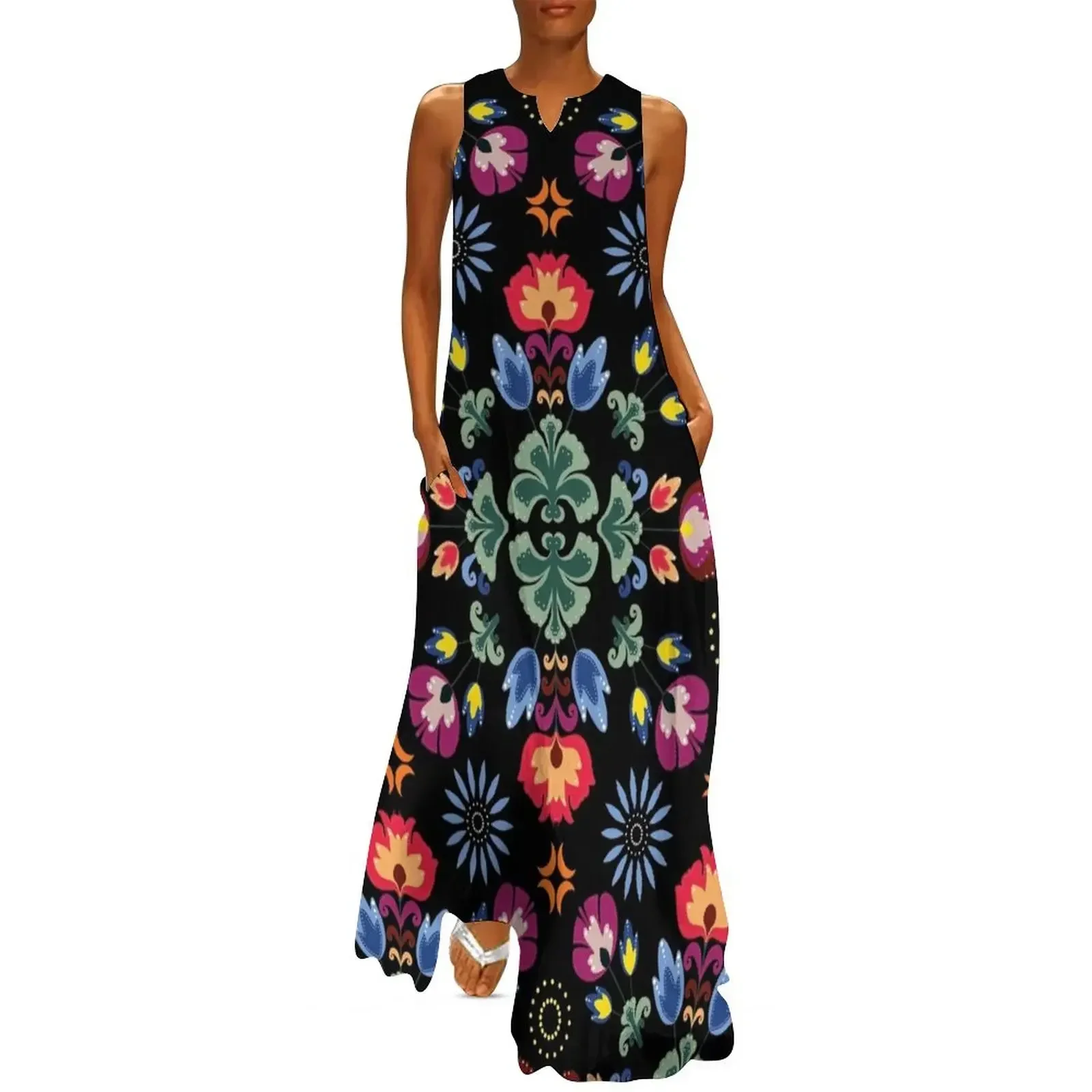 

Fiesta Folk Black Long Dress luxury dress women party dresses women's clothing summer 2025 novelties Long veiled dresses Dress
