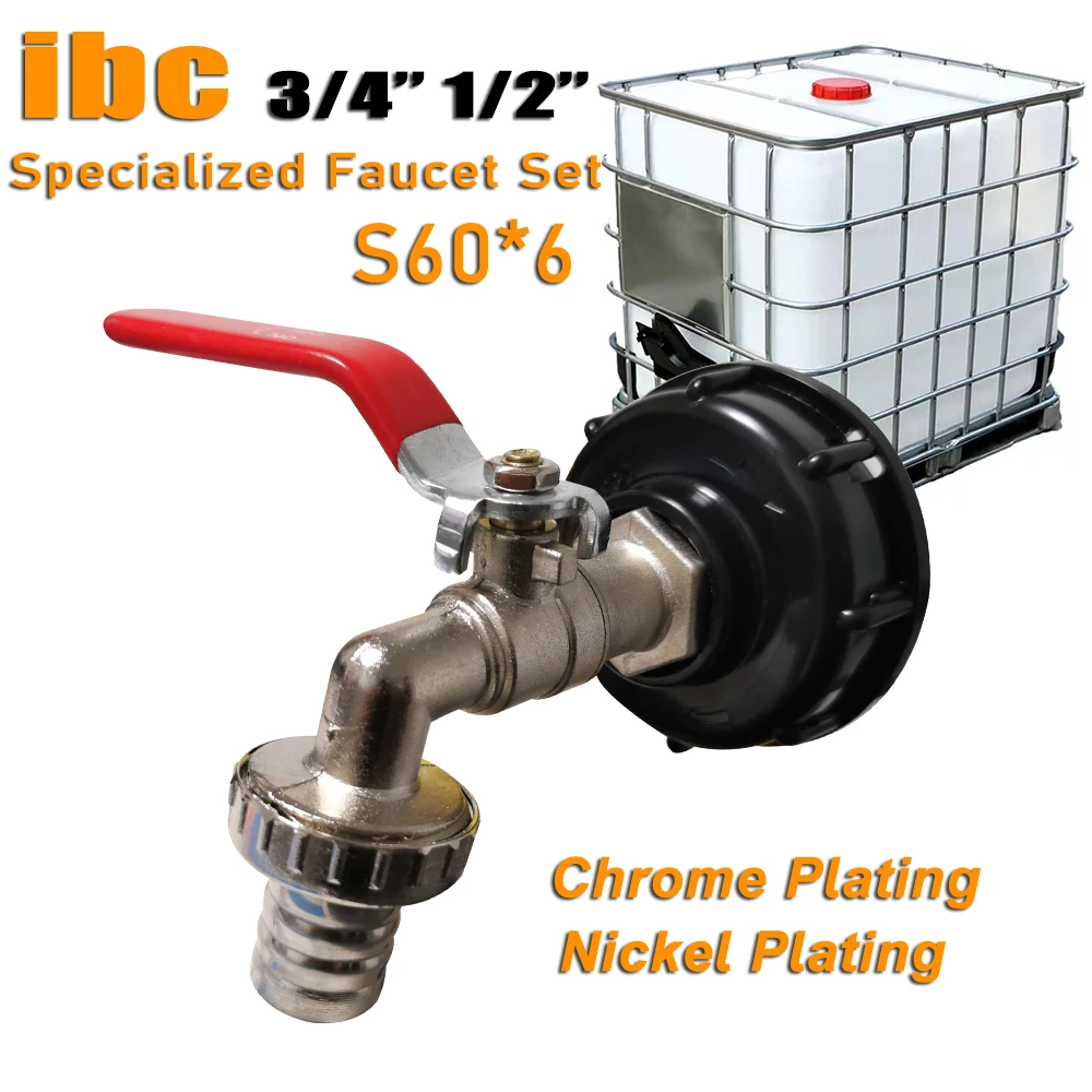 

S60x6 Грубая резьба IBC Соединитель крана резервуара X 1/2 ''3/4'' Адаптер водяной муфты 1000L Сменный фитинг для садового и дома