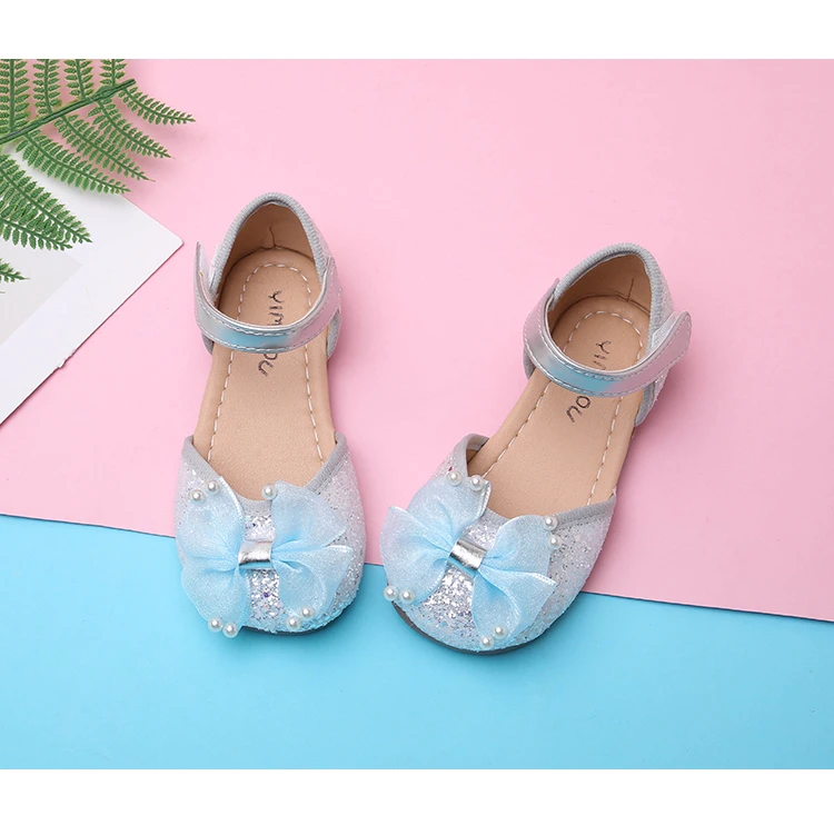Mädchen Süße Sandalen Niedliche Spitzenschuhe mit Schleifen Glänzende Pailletten Weiche Sohle 2026 Sommer Neue Kinder Freizeitschuhe Rutschfest – Detail 10