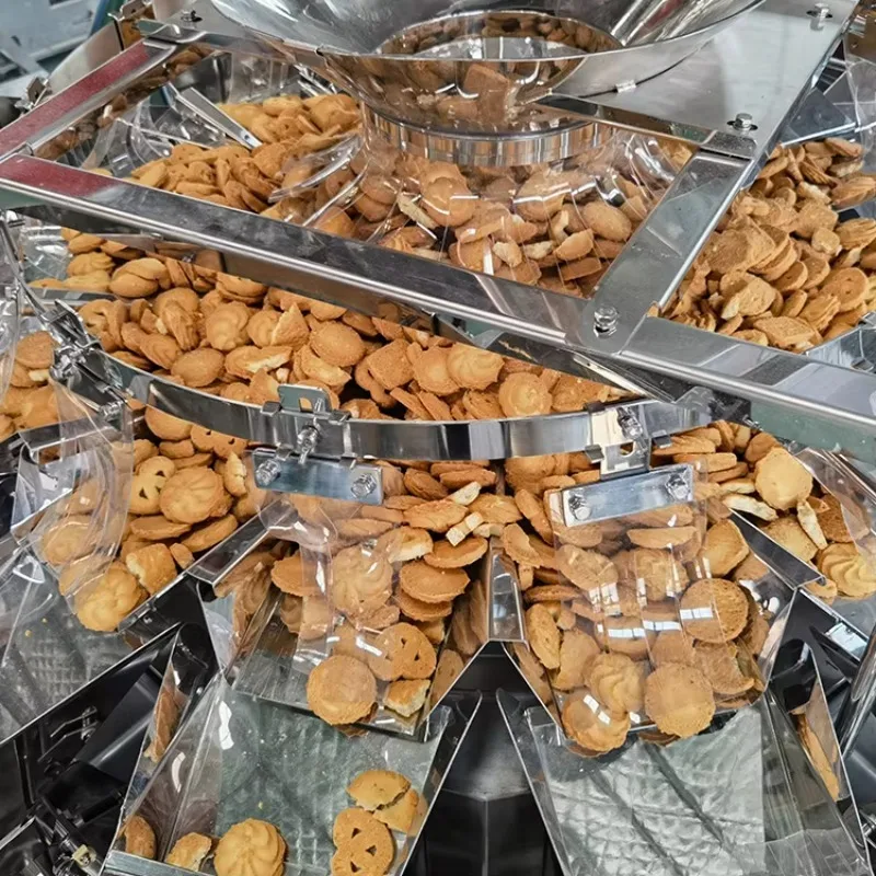 เครื่องบรรจุภัณฑ์แบบถุงก้นตั้งอัตโนมัติ 420 พร้อมเครื่องชั่งหลายหัวสำหรับน้ำตาล/เกลือ 500 กรัม 1 กิโลกรัม