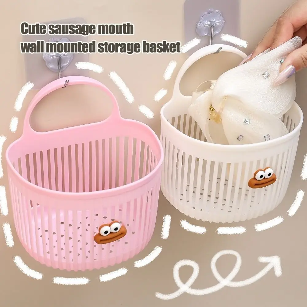 Cestas colgantes de cocina reutilizables y bonitas, organizador de pared con diseño de boca de salchicha, cesta de almacenamiento de dibujos animados que ahorra espacio