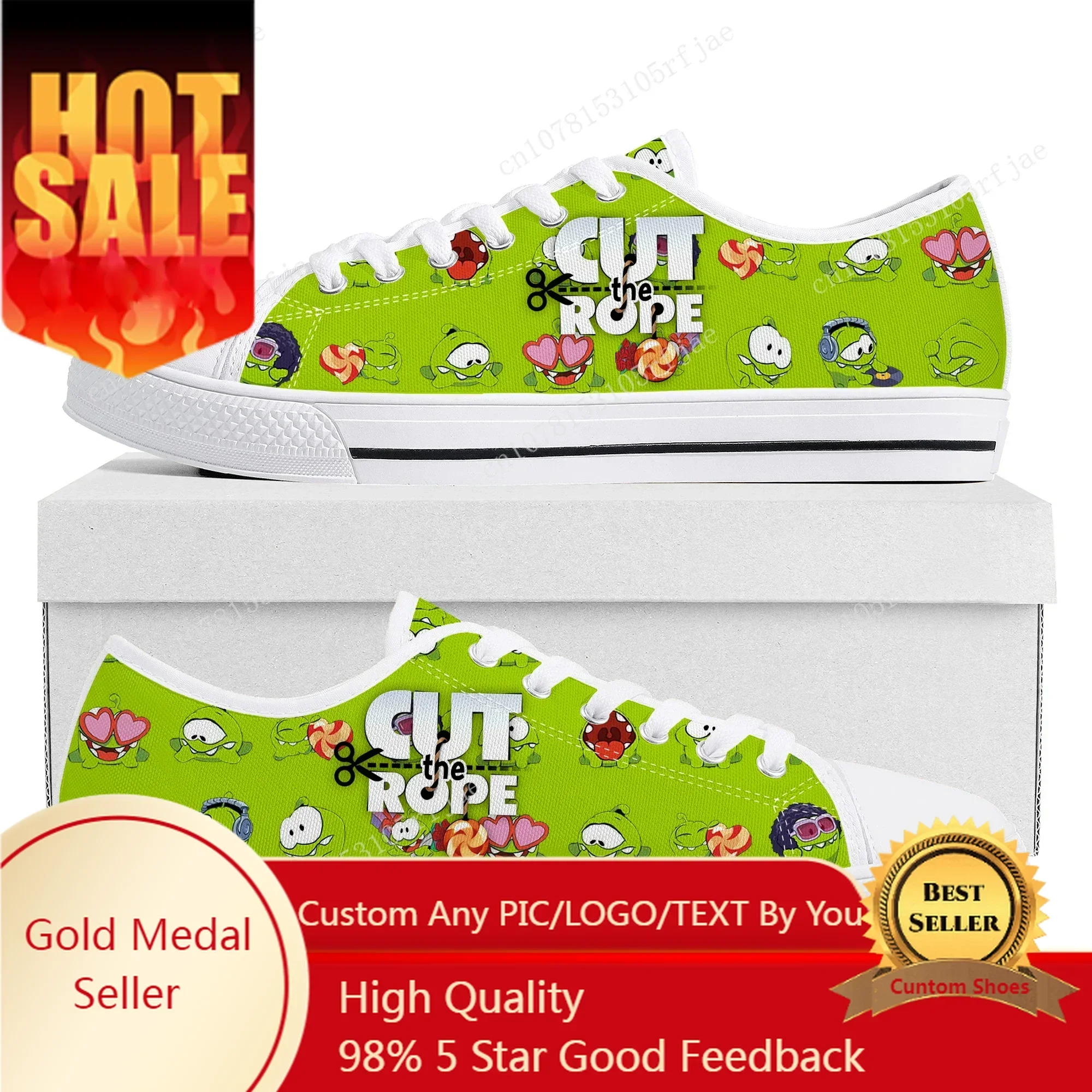Cut The Rope Low Top Sneakers Cartoon Game Womens Mens Teenager Fashion Canvas Sneaker Couple Custom Built Shoes