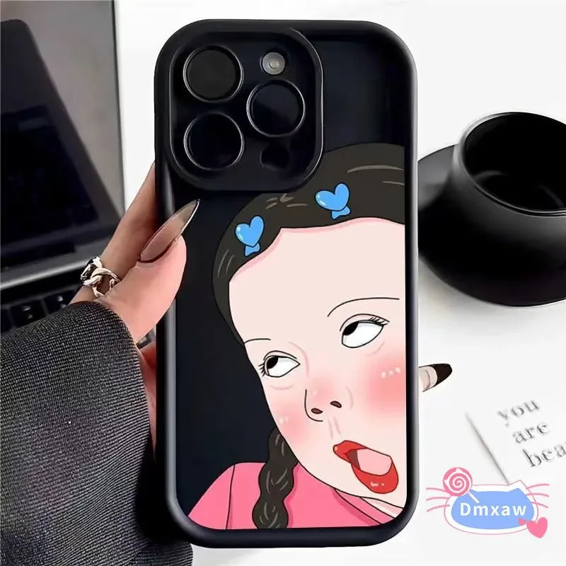 Funny Girl Casing For iPhone 15 14 Plus 13 12 11 Pro Max Xs Max XR X 8 7 Plus SE Silicone Phone Case Funny Cute Girl Phone Cover