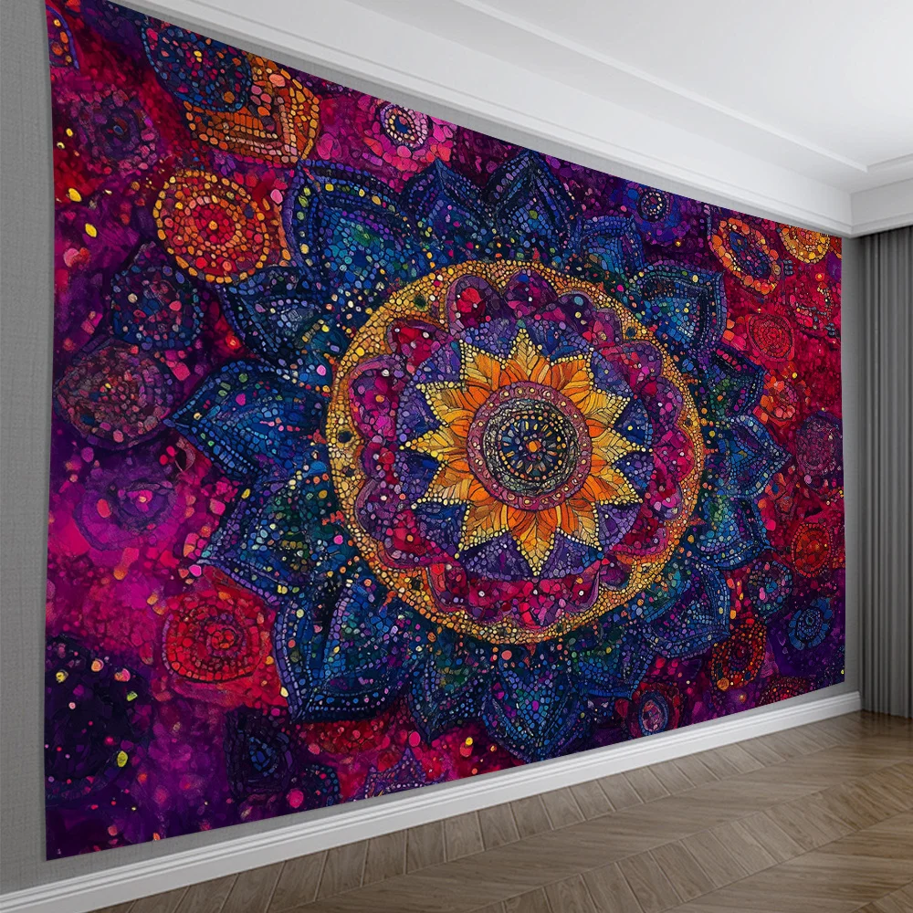 VIKAMA Seven Color Mandala Tapestry - Sunflower Center Living Room Bedroom Yoga Room Decorative Art Healing Wall Decor