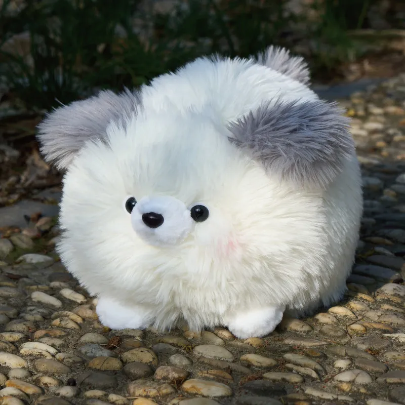 

Cute Round Plush Dog Toy Soft Plush Animal Small Dog Gray Ears White Fur Pillow Sleeping Viewing PlushOrnaments Peripheral Gifts