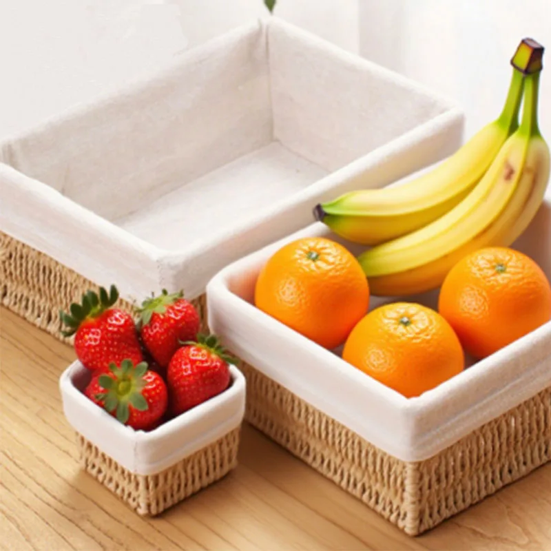 

1pc Handwoven Paper Rope Storage Basket Imitation Rattan Style Eco-Friendly Storage Bin for Bedroom Desk Snacks Stationery