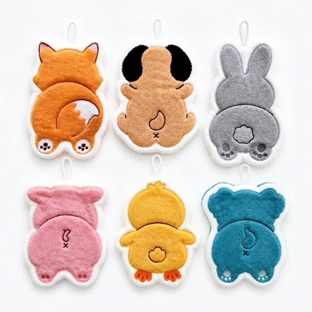 Cute Super Absorbent Hand Towel Animal Back Cartoon Kitchen Tools Coral fleece Reusable Hanging Towel Kitchen