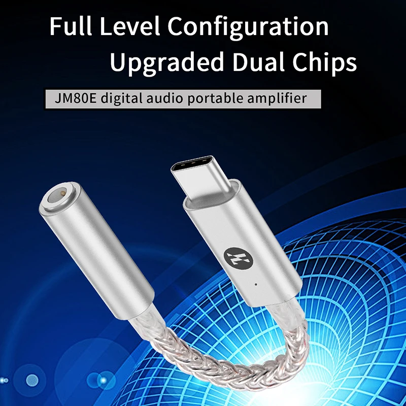 JCALLY JM80E ES9280AC PRO DAC Chip Audio Digital Protable Headphone Amplifier Tipe C hingga 3.5 PCM 32 bit/768kHz DSD512 Mendukung Mic