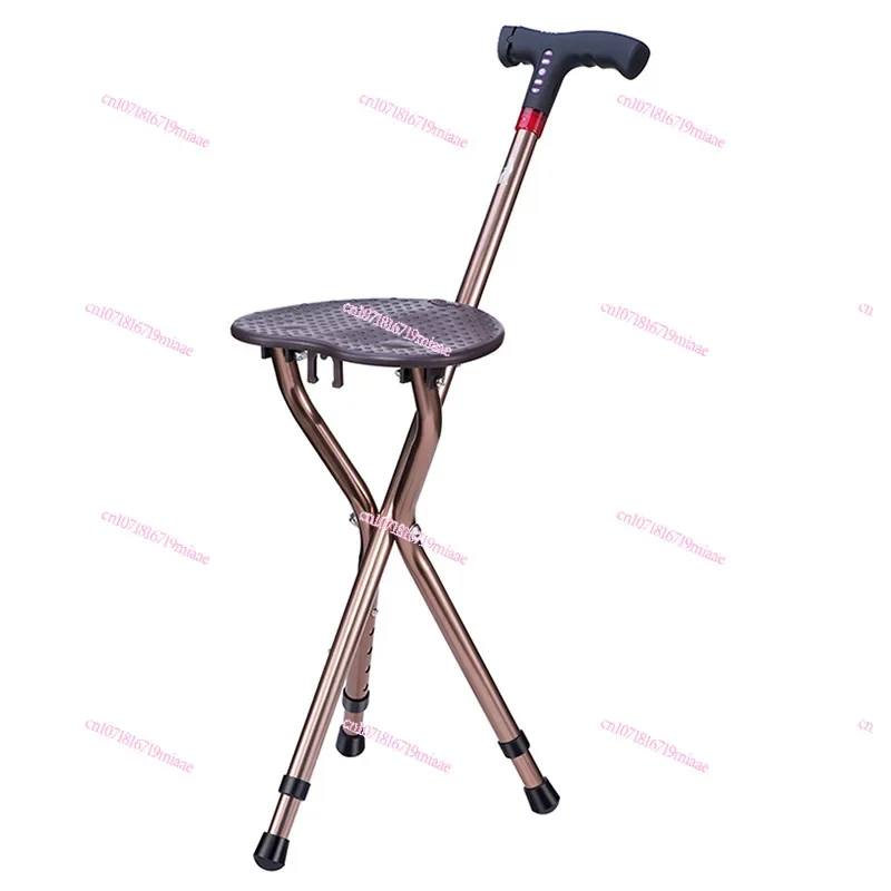 Non-Slip Smart Crutch Three-Legged Elderly Crutch Stool Walking Stick Walking Stick Chair with Seat Four Folding Walker