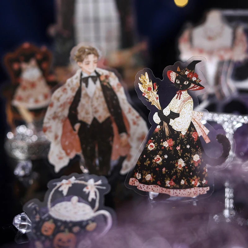 ملصقات 20 ورقة/حقيبة سوداء سحرية ساحرة ذات مناظر طبيعية خلابة كتيب القرطاسية DIY بها بنفسك اليدوية وسجل القصاصات مجلة الديكور #6