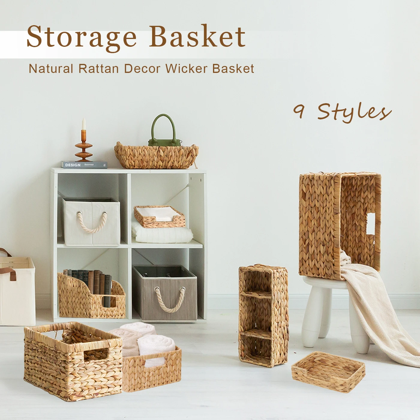 

Home Office Storage Desk Shelf Desk Storage Basket Kitchen Accessories Holder Table Organizer Natural Rattan Decor Wicker Basket