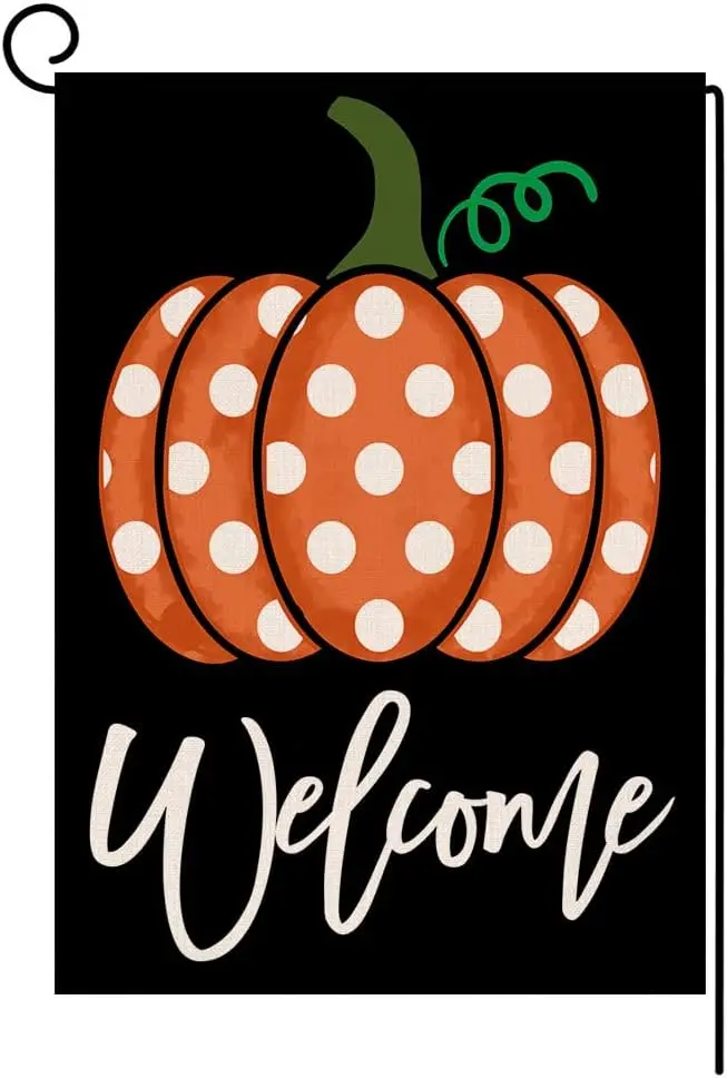 Fall Pumpkin Garden Flag 12x18 Vertical Double Sided Welcome Autumn Halloween Thanksgiving Outside Decorations Burlap Yard Flag