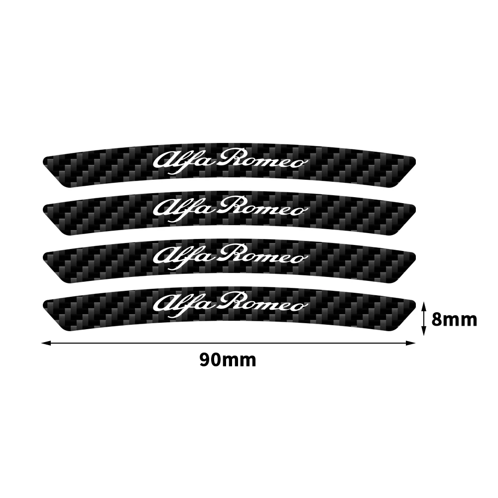 4PCS Carbon Fibre For Alfa Romeo Sportiva 156 Stelvio Giulia Giulietta Car Emblem Wheels Rims Stickers Decal  Auto Accessories