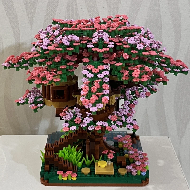 

Girl series cherry blossom tree house rose bouquet flowers eternal flowers building blocks puzzle educational children's toys