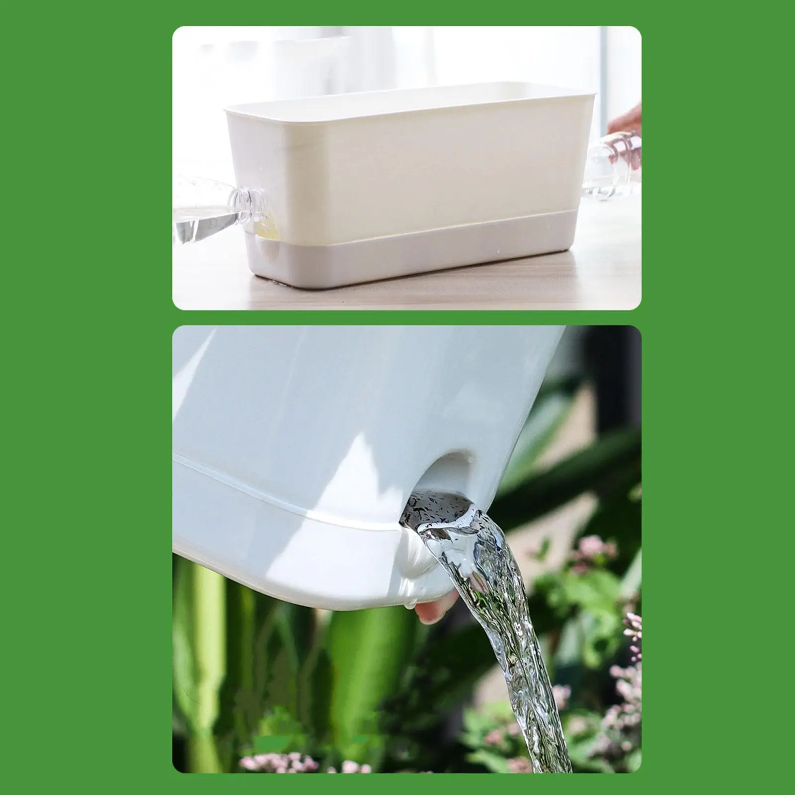 Window Box Planter Rectangle Flower Pot Functional Breathable Compact Attached Saucer for Windowsill Patio Yard Porch Balcony