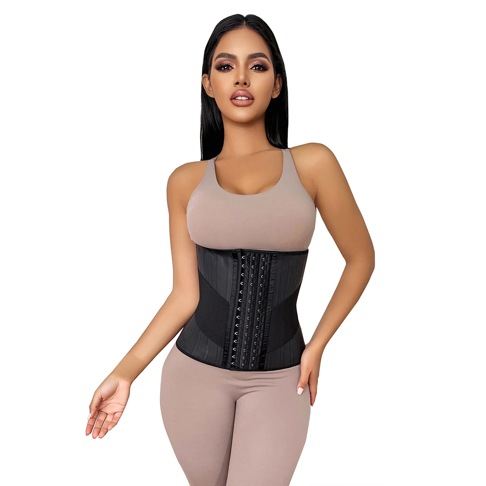 

Fajas Reduatoras Sashes Rubber Corset Belt 29CM 25 Steel Bones Latex Waist Trainer Cincher