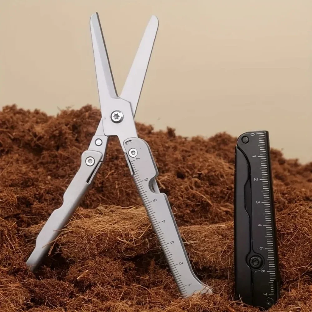 1pc Multifunctional Folding Scissors Stainless Steel Cutting Tool For Camping Travel Fishing Household Outdoor Survival Supplies