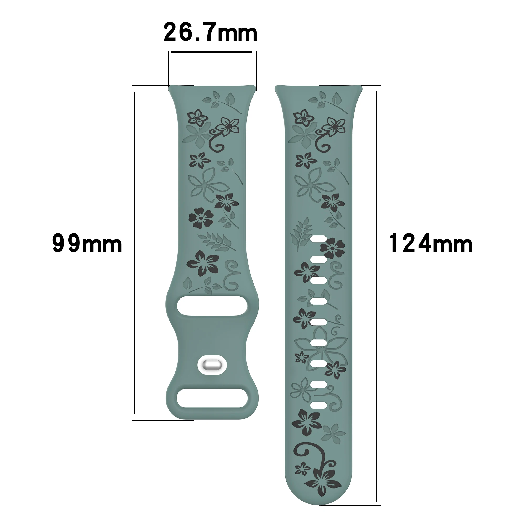 Two Tone Floral Carved Soft Silicone Strap Compatible with Xiaomi Smart Band 8/9 PRO/Redmi Watch 4/5/6 | Waterproof, Wreathable - view 2