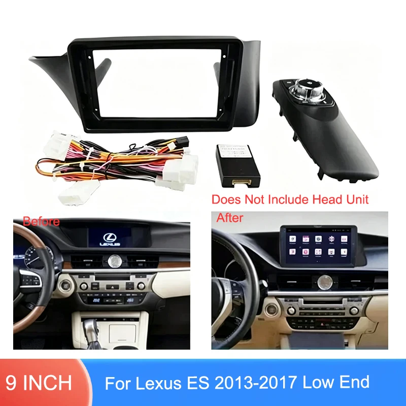 9 Inch Car Radio Fascia Frame For Lexus ES 2013-2017 Low End Stereo Dashboard Panel With Wiring Harness CANBUS