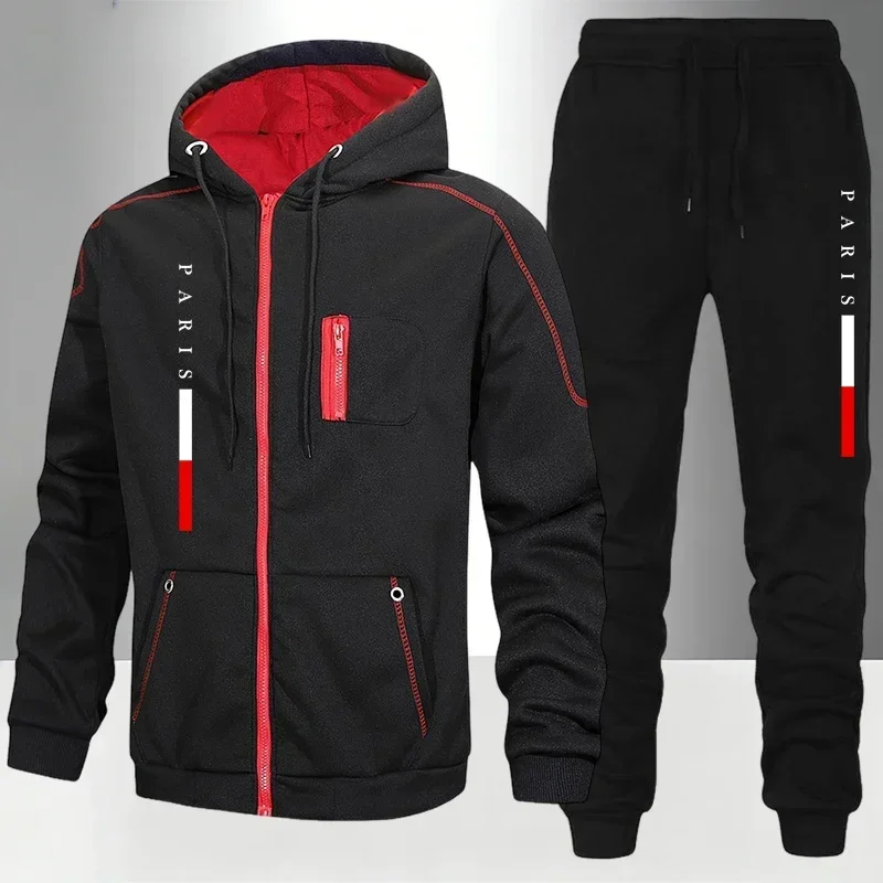 2026 New Arrival PARIS Fashion Men's Set/Coat/Pants Autumn Winter Daily Casual Sports Tracksuit Outdoor Motorcycle Warm Outfits
